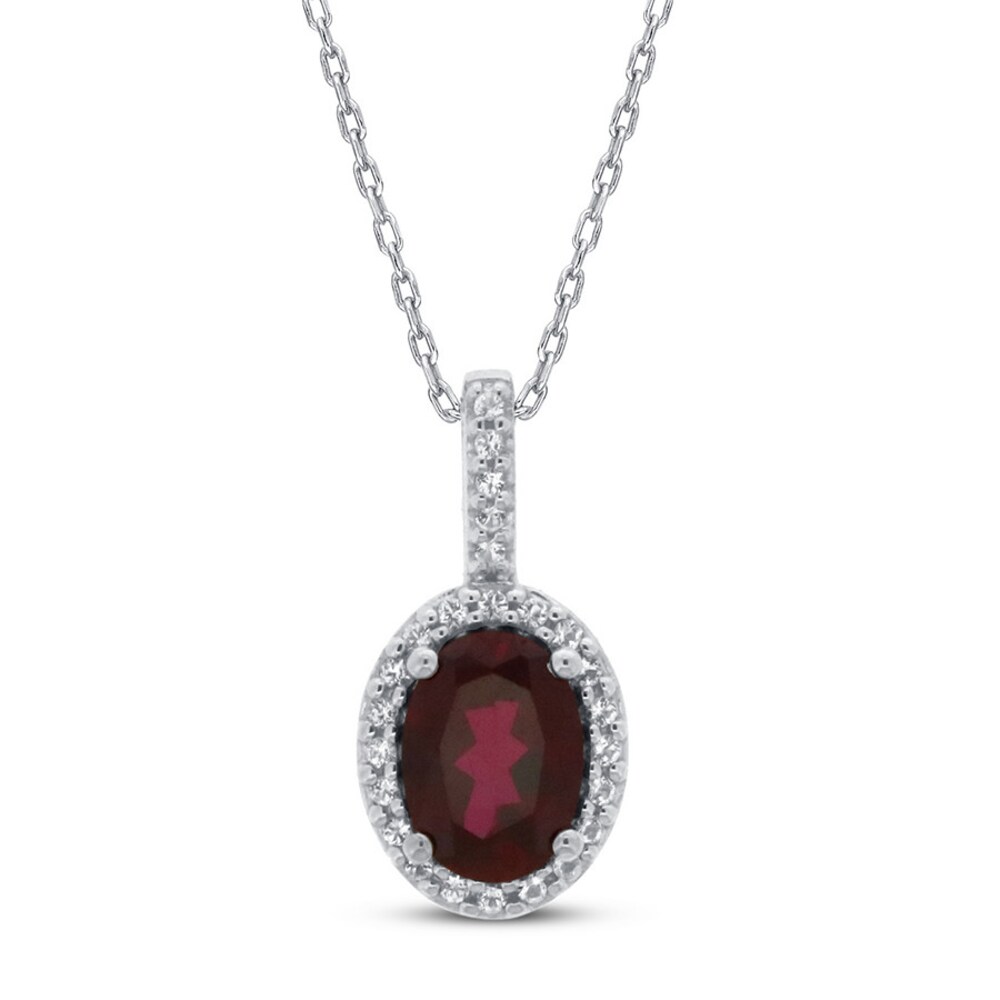 Lab-Created Ruby & White Topaz Necklace 10K White Gold 7WWQlHQX [7WWQlHQX]