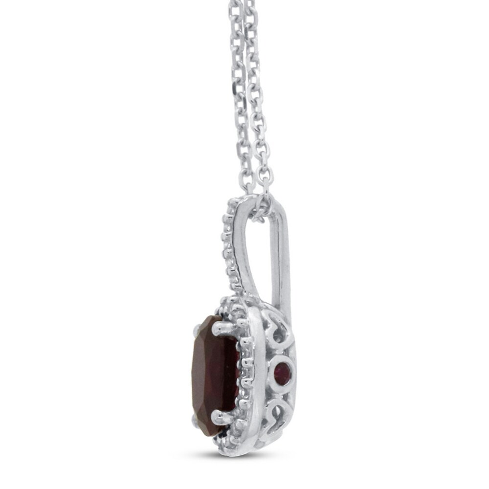 Lab-Created Ruby & White Topaz Necklace 10K White Gold 7WWQlHQX