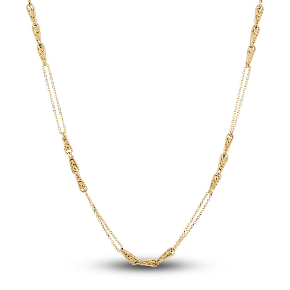 Italia D'Oro Triangle Link Necklace 14K Yellow Gold 17" 7XzEEQjX