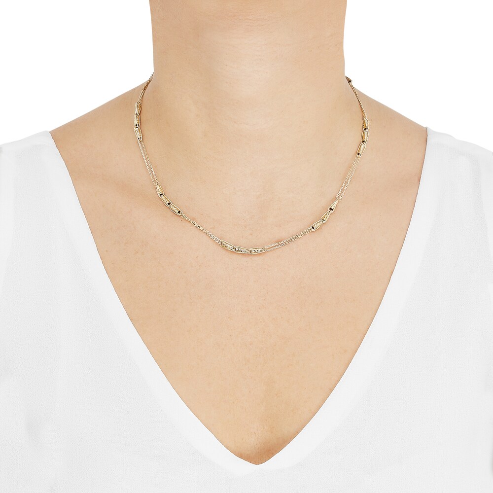 Italia D\'Oro Triangle Link Necklace 14K Yellow Gold 17\" 7XzEEQjX