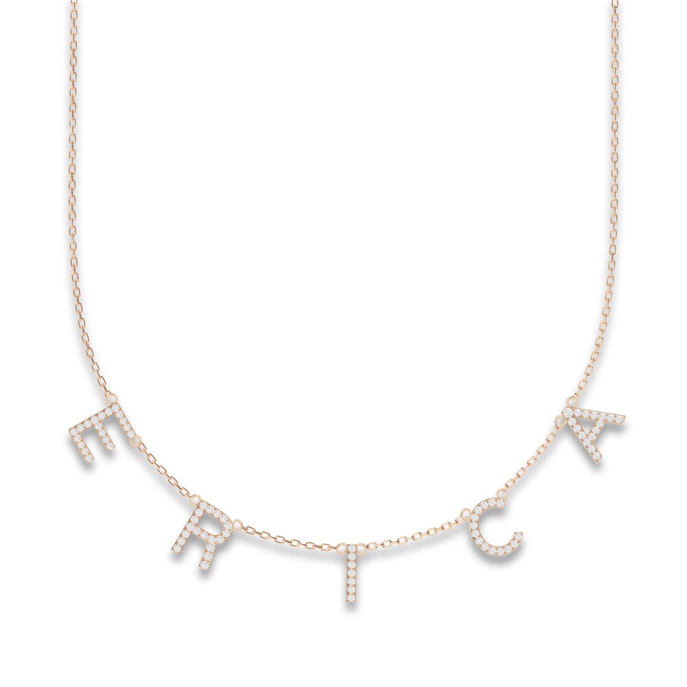 Juliette Maison Diamond Station Name Necklace 3/4 ct tw Round 10K Rose Gold 7cBHYRJ9