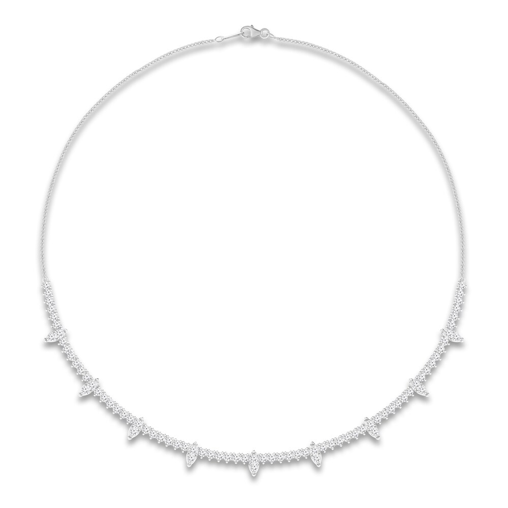 Diamond Necklace 3 ct tw Round 14K White Gold 19" 7fxSUJmX