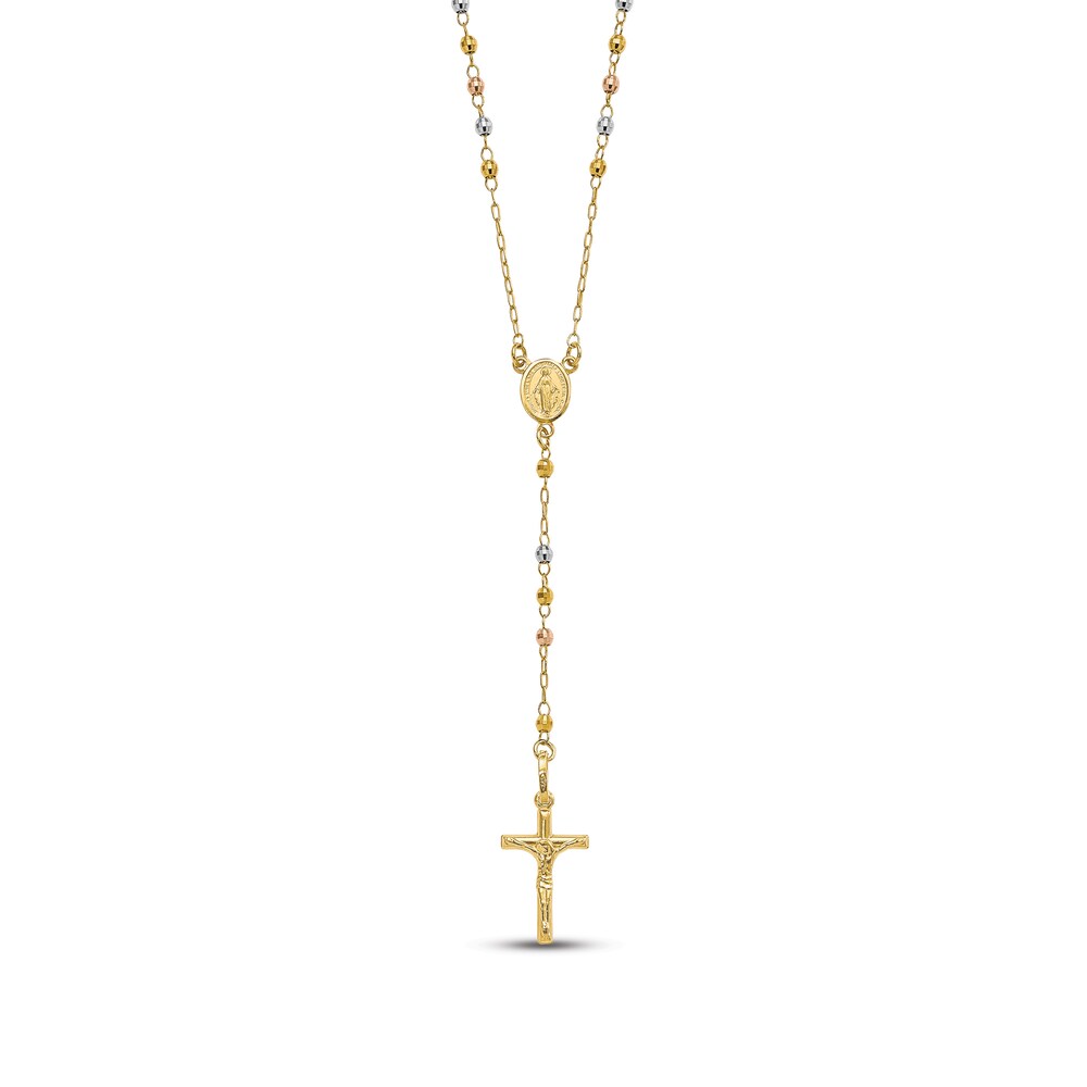 Rosary Bead Necklace 14K Tri-Tone Gold 7gHUgRZW