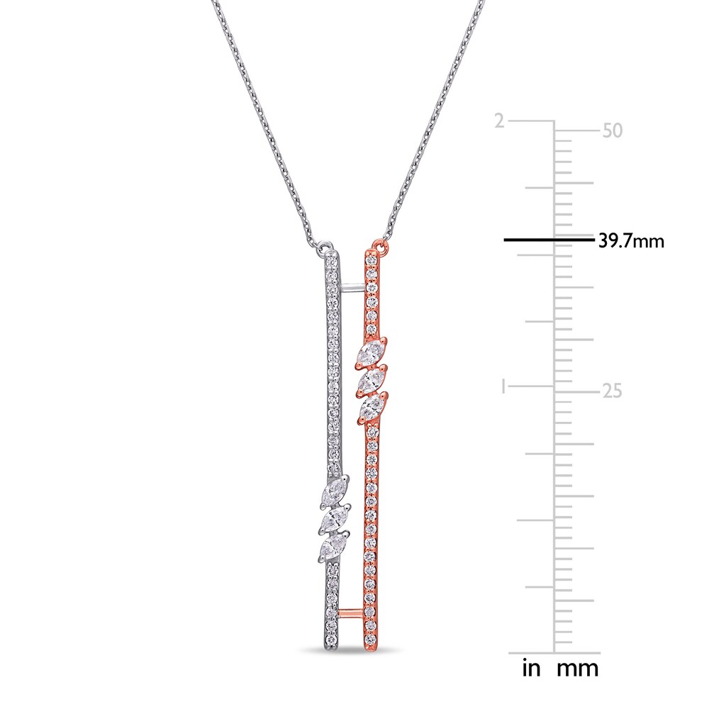 Diamond Linear Necklace 1/2 ct tw Marquise/Round 14K Two-Tone Gold 16.5\" 7nnghKyr