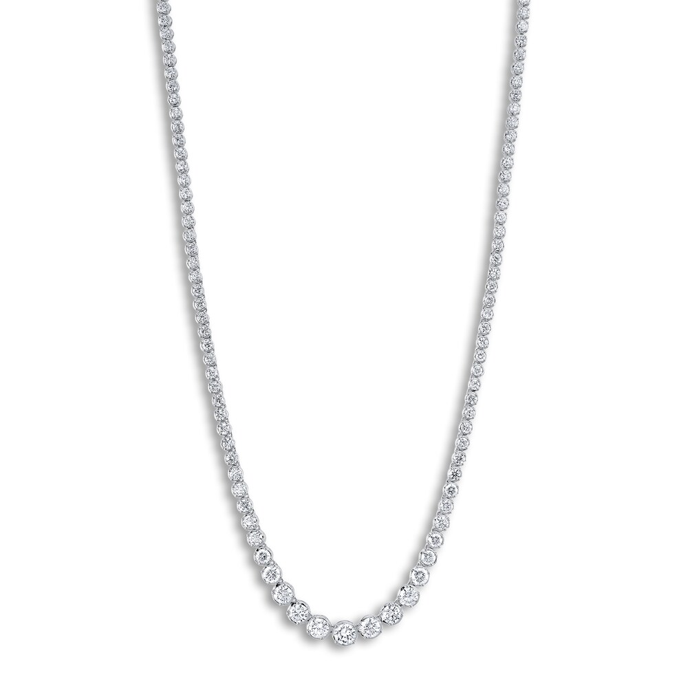 Shy Creation Diamond Tennis Necklace 6-1/2 ct tw Round 14K White Gold 18\" SC55022934V2 7ppfIW5L