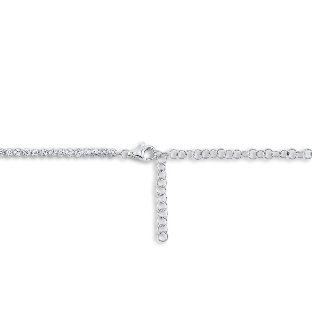 Shy Creation Diamond Tennis Necklace 6-1/2 ct tw Round 14K White Gold 18\" SC55022934V2 7ppfIW5L