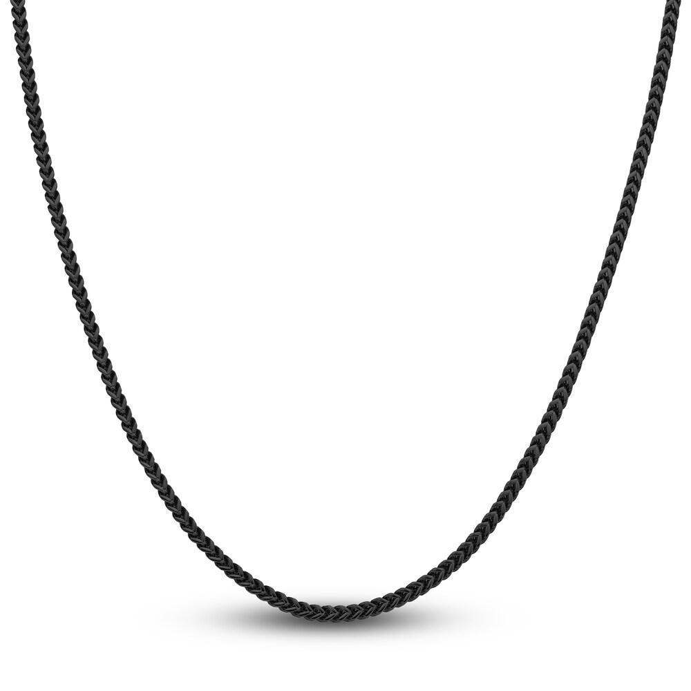 Men's Foxtail Chain Black Ion-Plated Stainless Steel 2.5mm 22" 7qahufLW