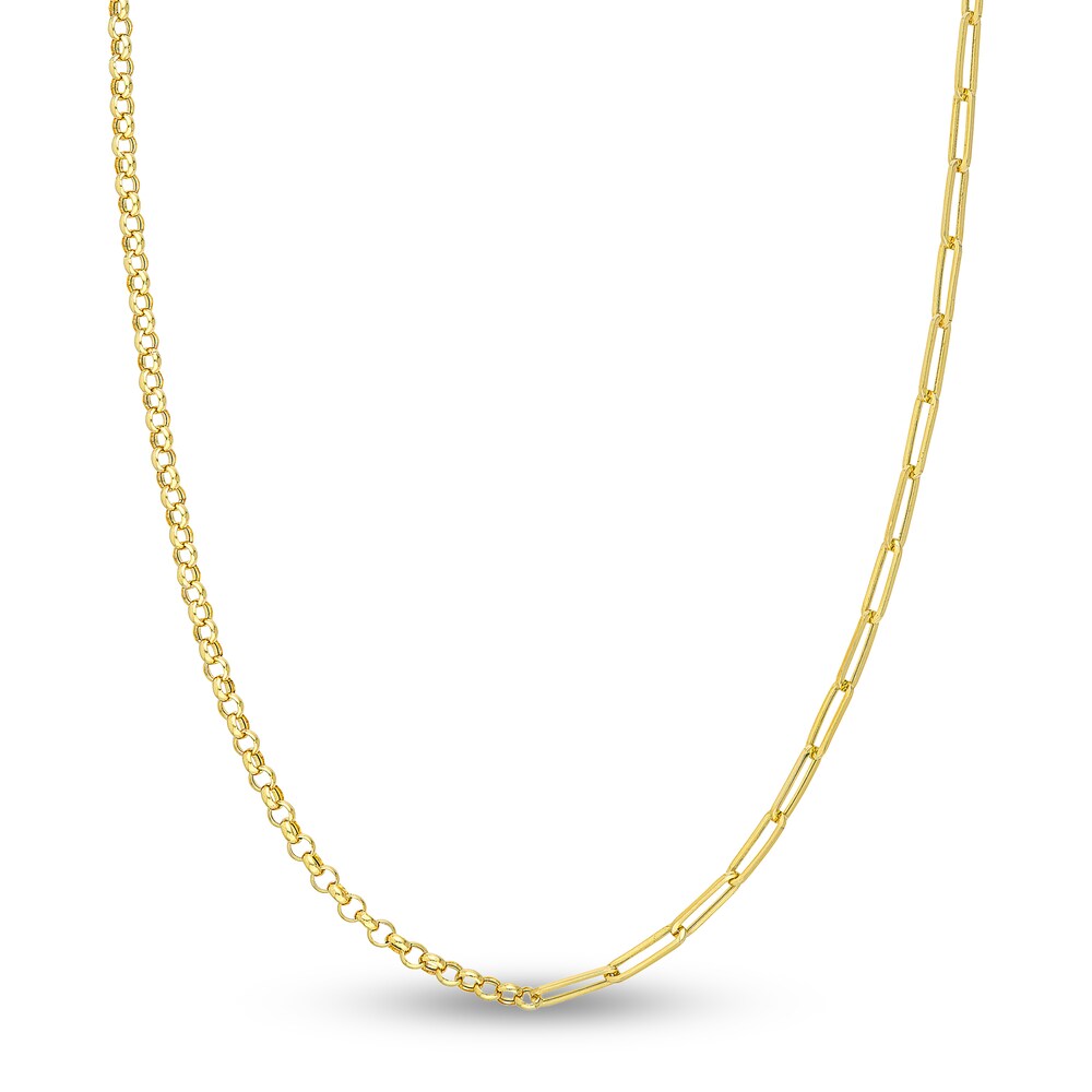 Paperclip & Rolo Chain Necklace 14K Yellow Gold 7rNXi3Ea