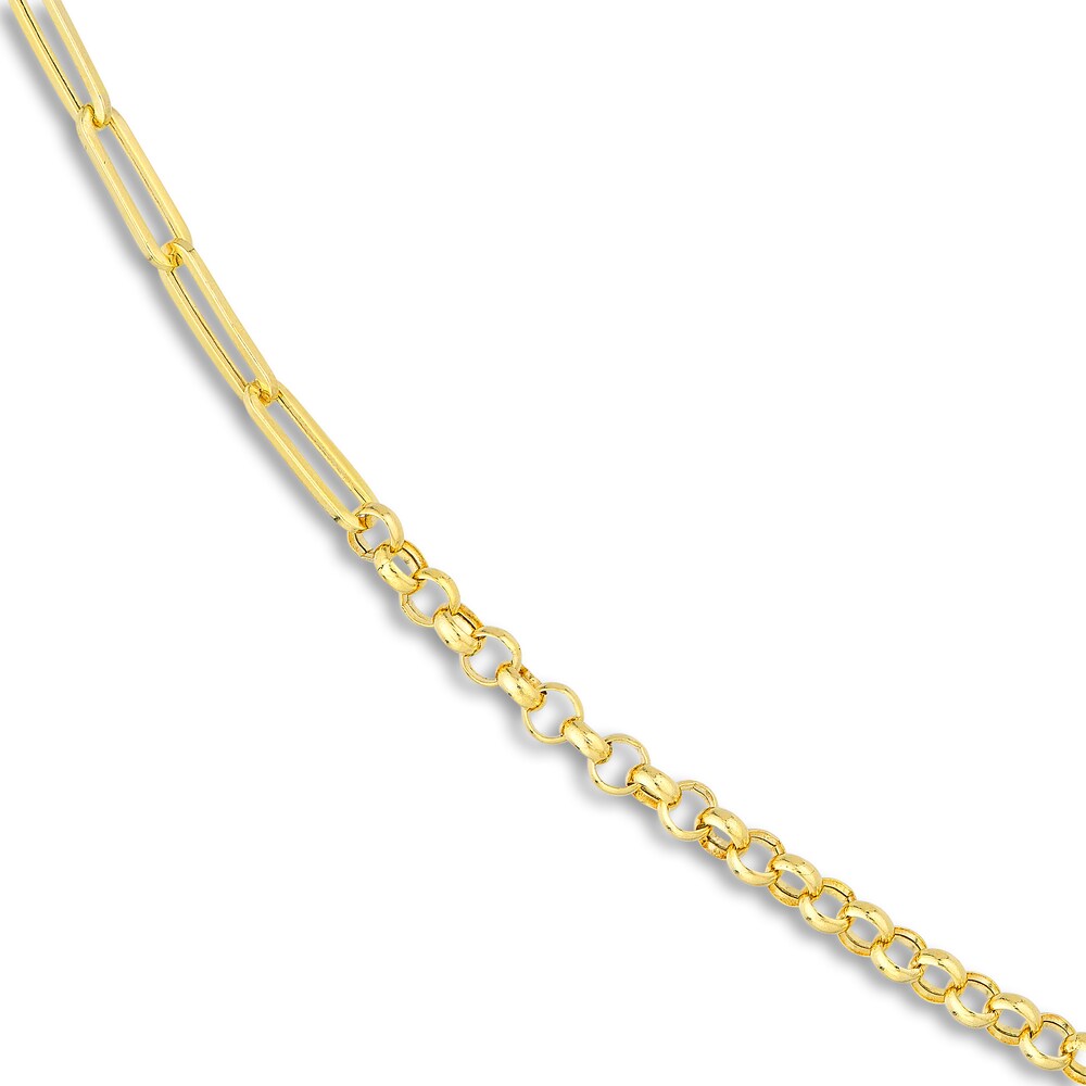 Paperclip & Rolo Chain Necklace 14K Yellow Gold 7rNXi3Ea