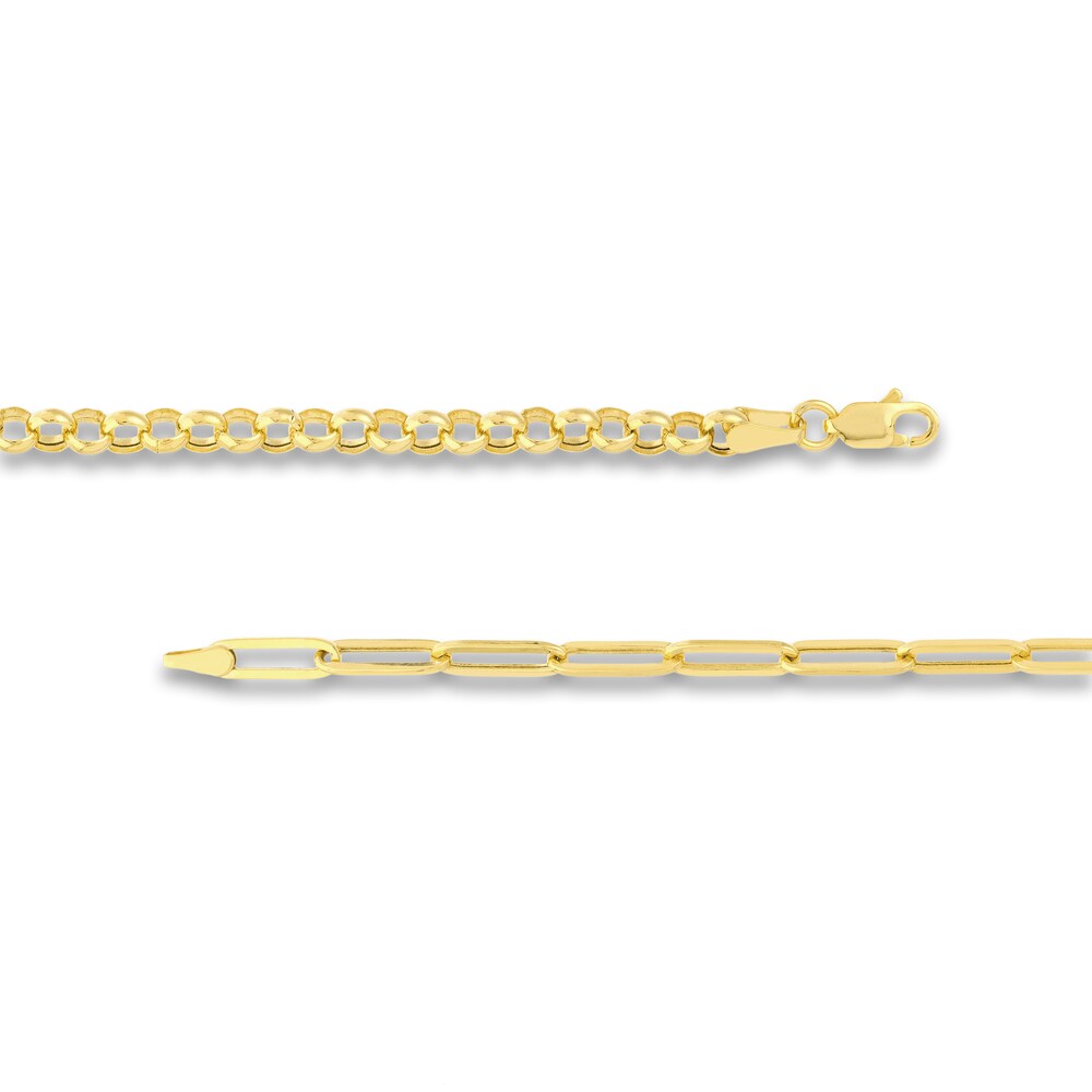 Paperclip & Rolo Chain Necklace 14K Yellow Gold 7rNXi3Ea