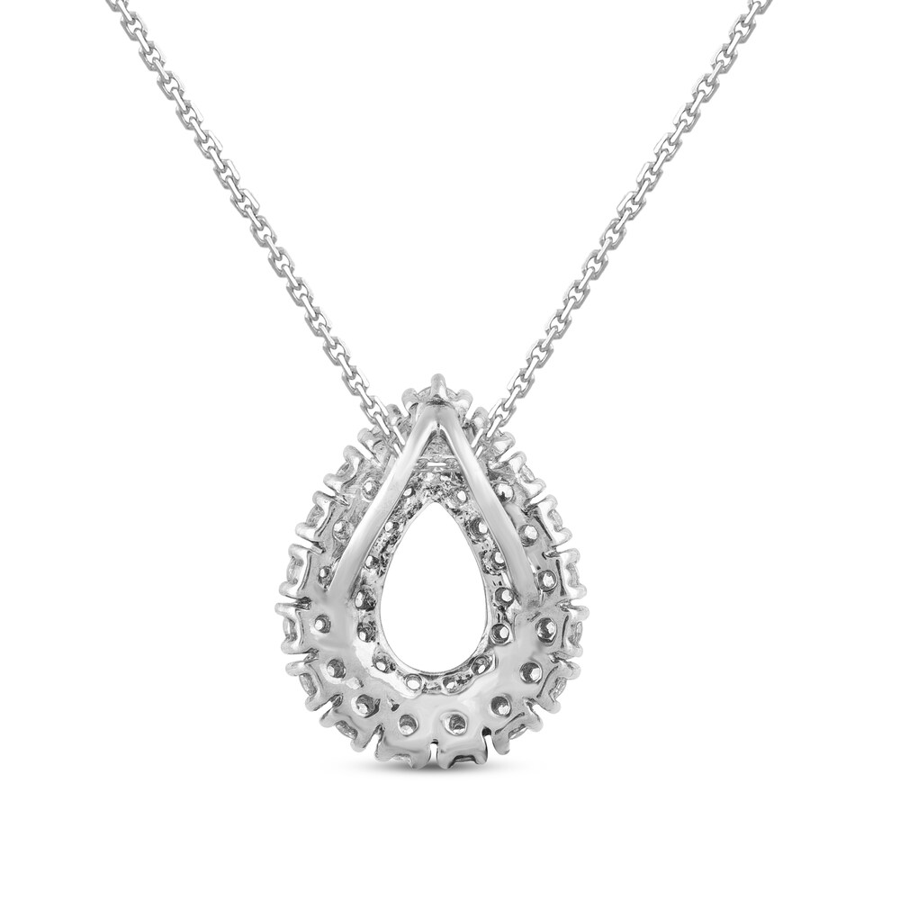 Diamond Drop Necklace 3/4 ct tw Round 14K White Gold 18\" 7t9XgKfX