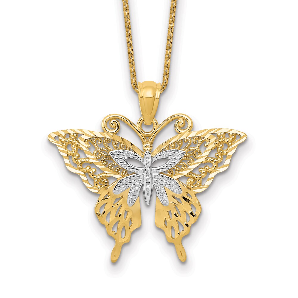 Butterfly Necklace 14K Two-Tone Gold 18" 80Bmnif8