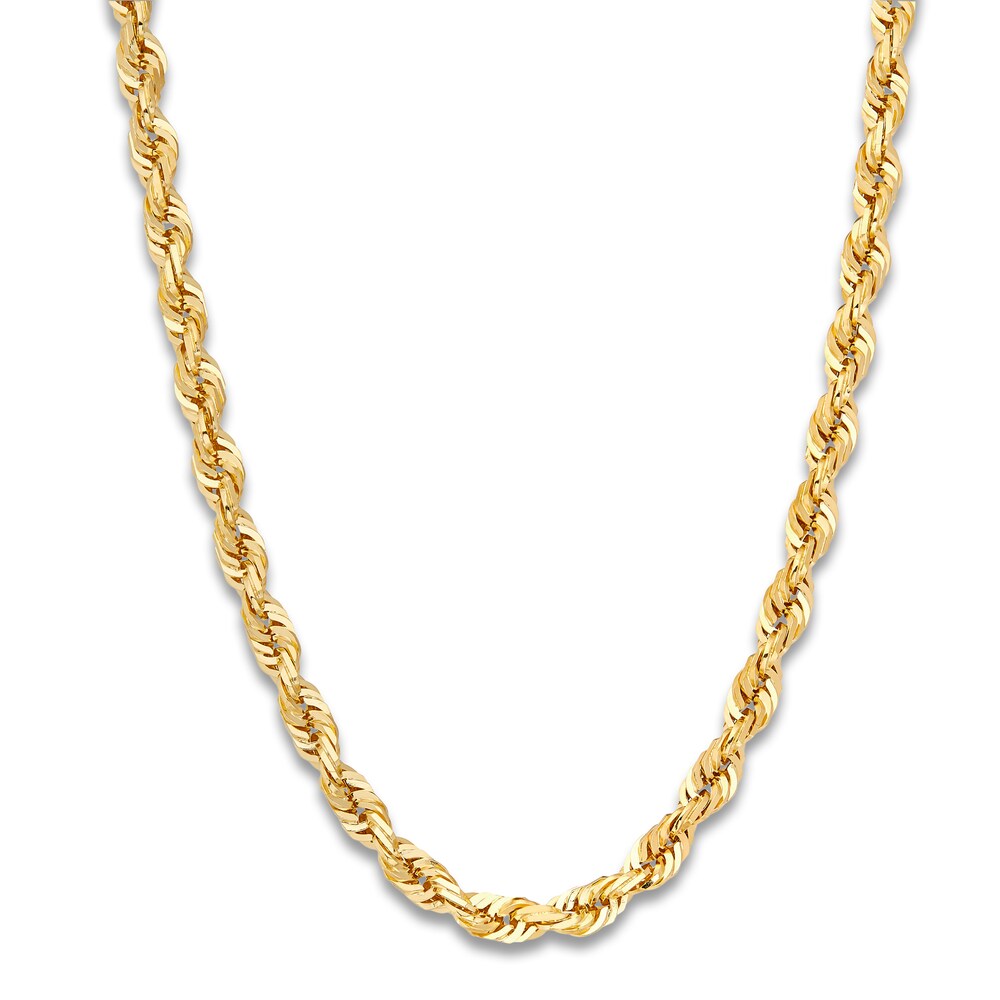 Solid Glitter Rope Necklace 10K Yellow Gold 22" 4.4mm 81gQGC0V
