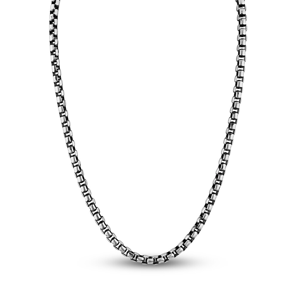 Box Chain Necklace Black Ion-Plated Stainless Steel 8BAo3RCJ