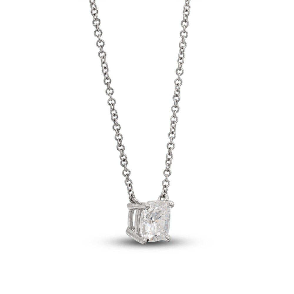 Lab-Created Diamond Solitaire Necklace 1 ct tw Cushion 14K White Gold 19\" (SI2/F) 8C70kUWL