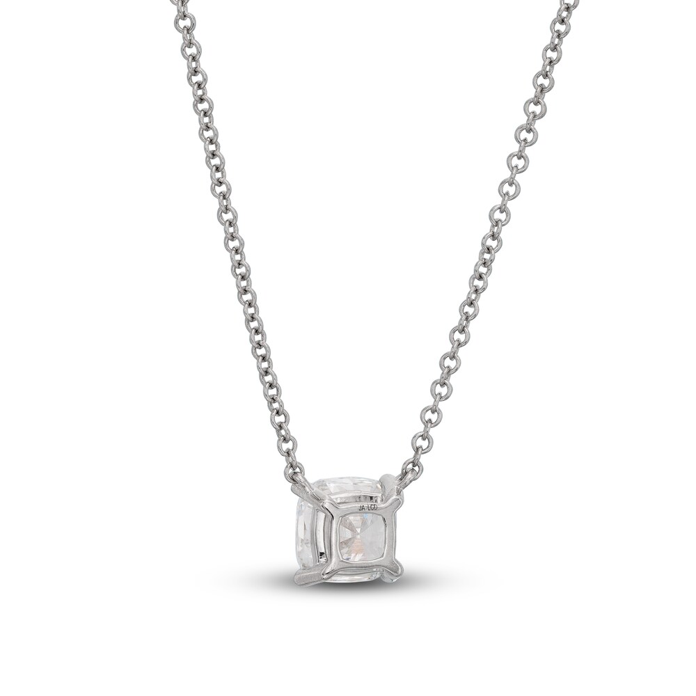 Lab-Created Diamond Solitaire Necklace 1 ct tw Cushion 14K White Gold 19\" (SI2/F) 8C70kUWL