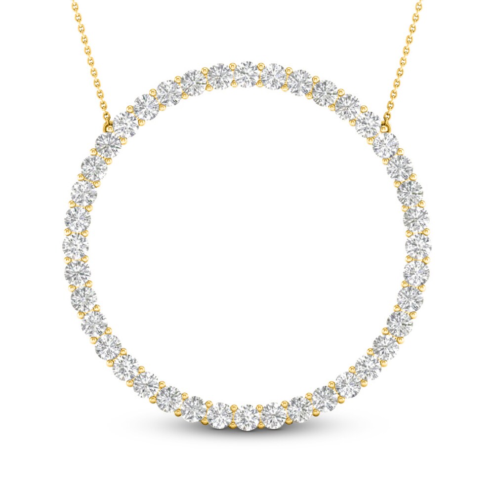 Lab-Created Diamond Circle Pendant Necklace 2 ct tw Round 14K Yellow Gold 18" 8DRqLlgR