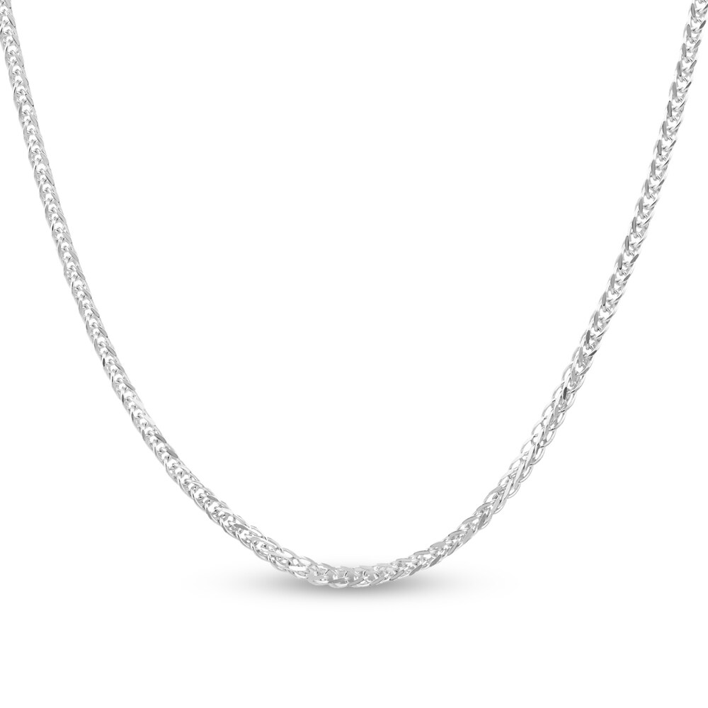 Square Wheat Chain Necklace 14K White Gold 18" 8DhC6YjE