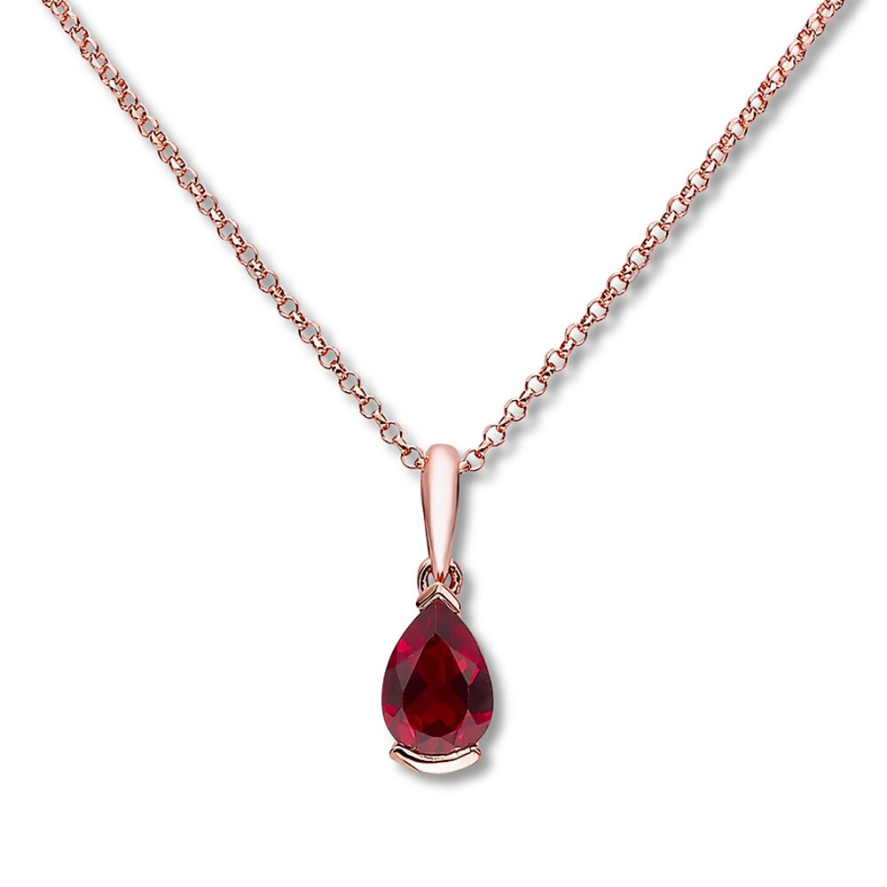 Lab-Created Ruby Necklace 10K Rose Gold 8HSjLPtI