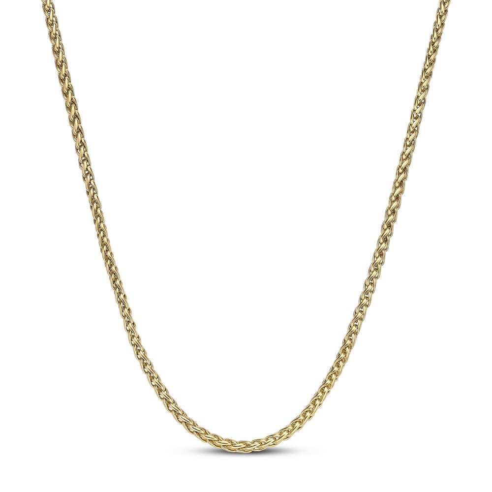 Wheat Chain Necklace Yellow Ion-Plated Stainless Steel 22\" 8Oqf83HV