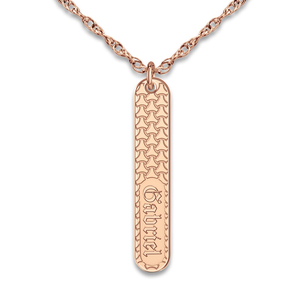 Men's Engravable Pendant Necklace Rose Gold-Plated Sterling Silver 18" 8Q56kI2P