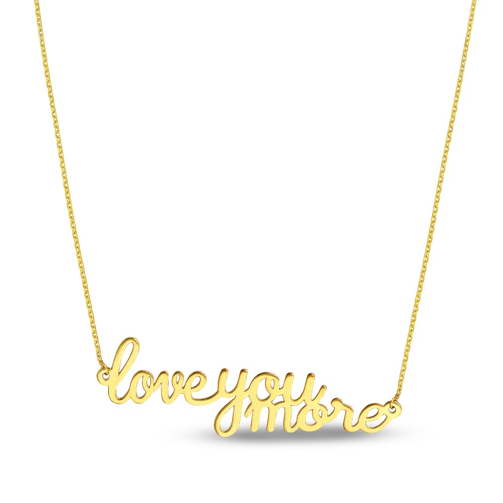 LOVE YOU MORE\" Necklace 14K Yellow Gold 16\" Adj. 8TNxidlX