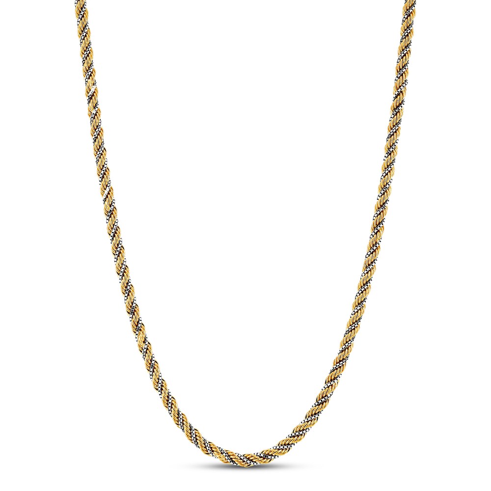 Hollow Rope Chain Necklace 10K Two-Tone Gold 8eFFNLp2