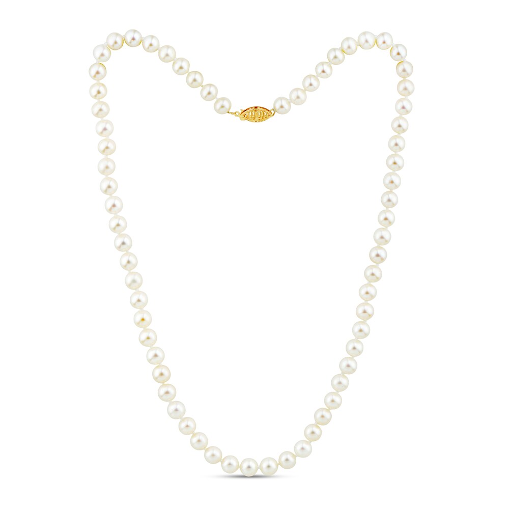 Cultured Pearl Necklace 14K Yellow Gold 16" 8gXsLXB9