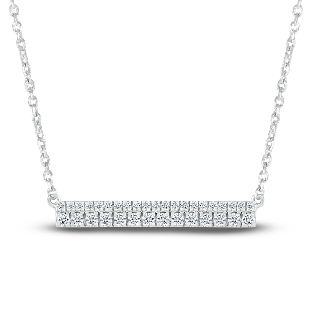 Diamond Bar Necklace 1/4 ct tw Round 10K White Gold 18" 8jYBLbRj