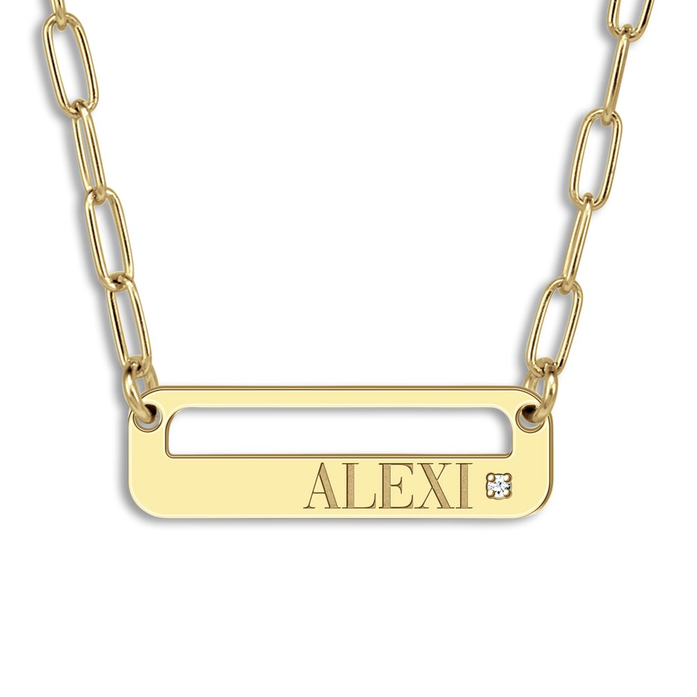 High-Polish Name Link Necklace Diamond Accent Yellow Gold-Plated Sterling Silver 18" 8jykOcSj