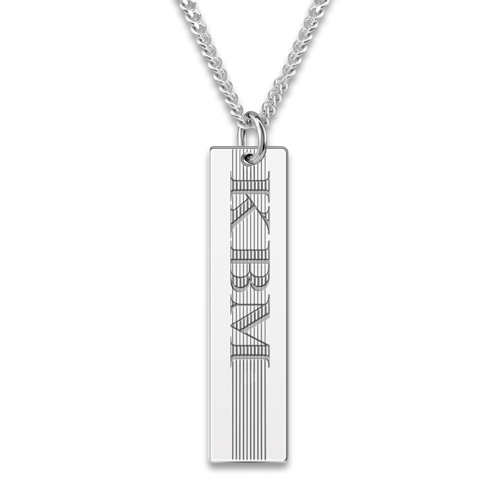 Men's Engravable Pendant Necklace Sterling Silver 22" 8m3hur5K