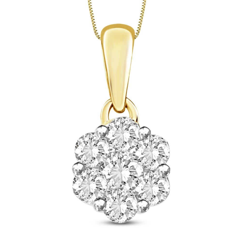 Diamond Necklace 1/2 ct tw Round 14K Yellow Gold 8nV85nLw