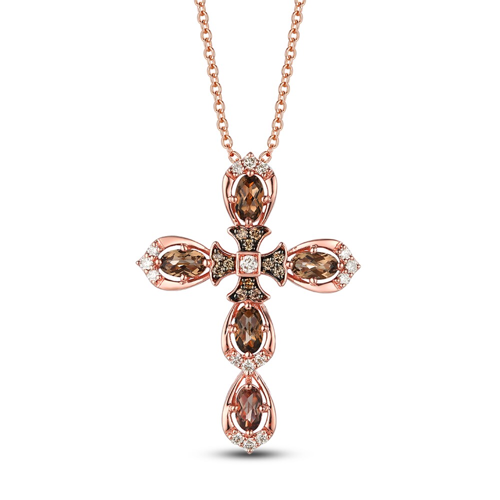 Le Vian Natural Smoky Quartz Necklace 1/4 ct tw Diamonds 14K Strawberry Gold 8vNE6tgq [8vNE6tgq]