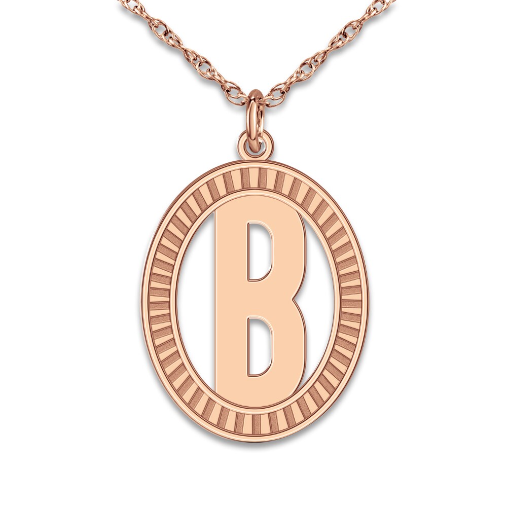 Initial Pendant Necklace Rose Gold-Plated Sterling Silver 18\" 8wbljdw7