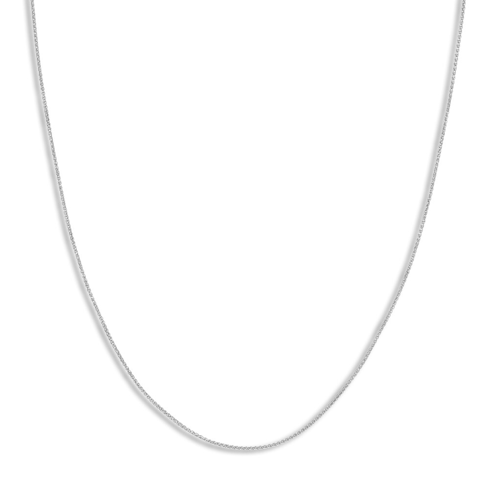 Round Wheat Chain Necklace 14K White Gold 18" 8yVnO9DM