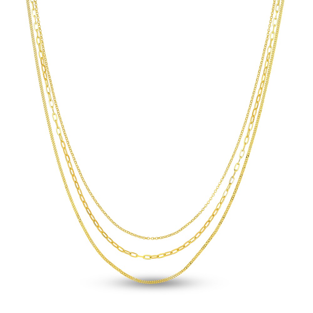 Paperclip, Curb & Rolo Chain Necklace 14K Yellow Gold 924FjVUe