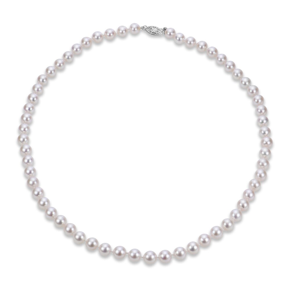 Cultured Akoya Pearl Necklace 14K White Gold 18" 93Fxo0hk