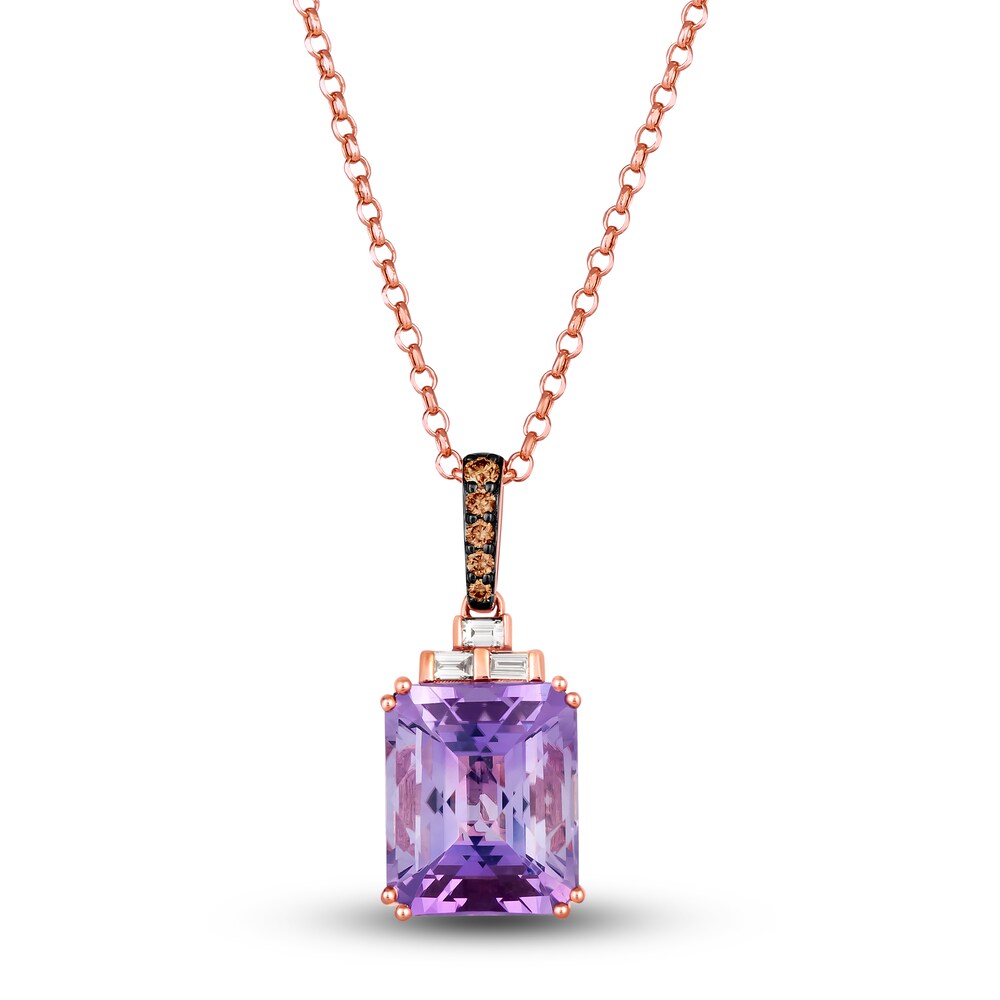 Le Vian Natural Amethyst Necklace 1/6 ct tw Diamonds 14K Strawberry Gold 95chznyo