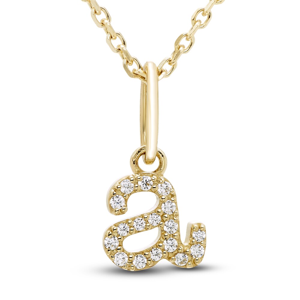 Diamond Initial A Pendant Necklace 1/20 ct tw Round 10K Yellow Gold 18\" 99Okpvsx