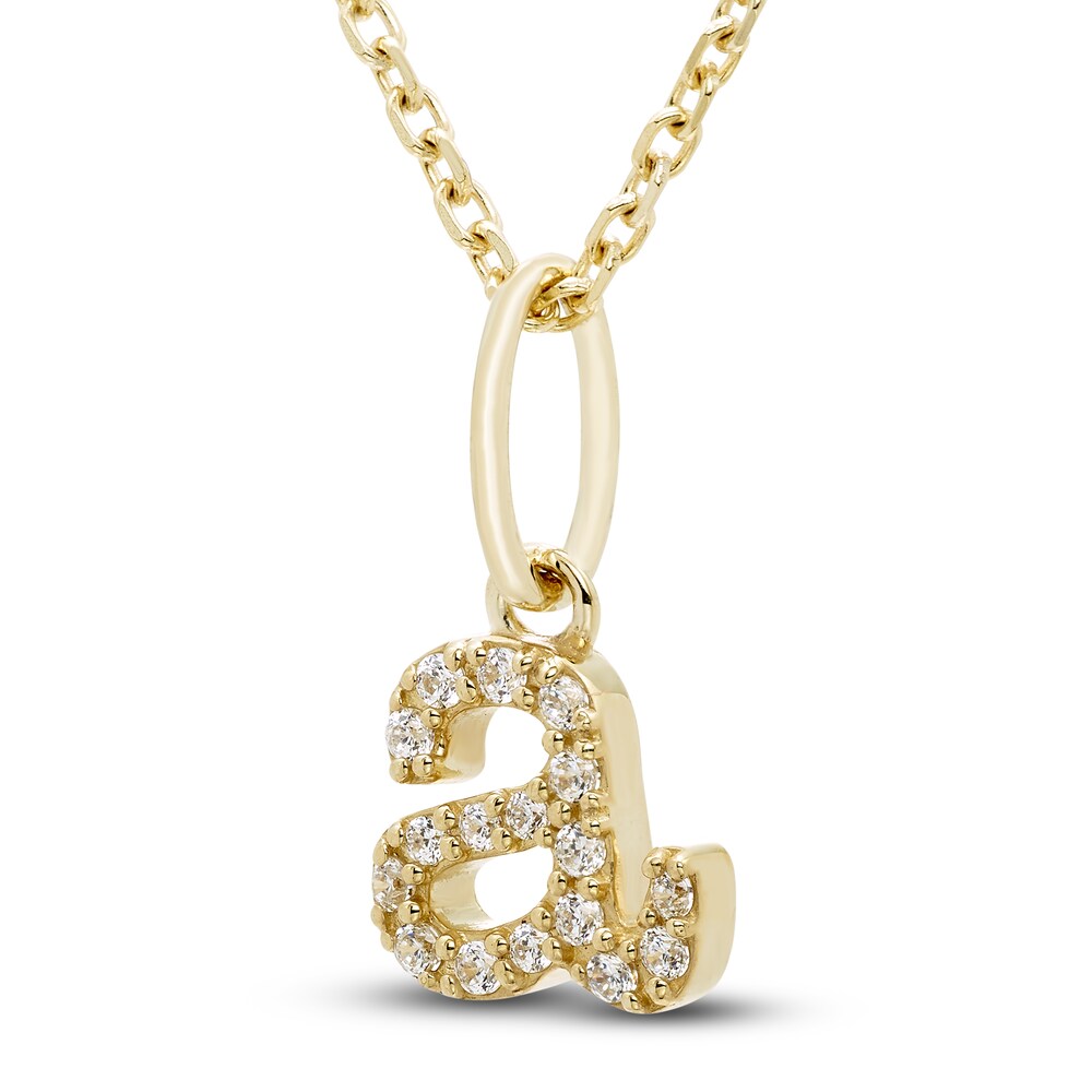 Diamond Initial A Pendant Necklace 1/20 ct tw Round 10K Yellow Gold 18\" 99Okpvsx