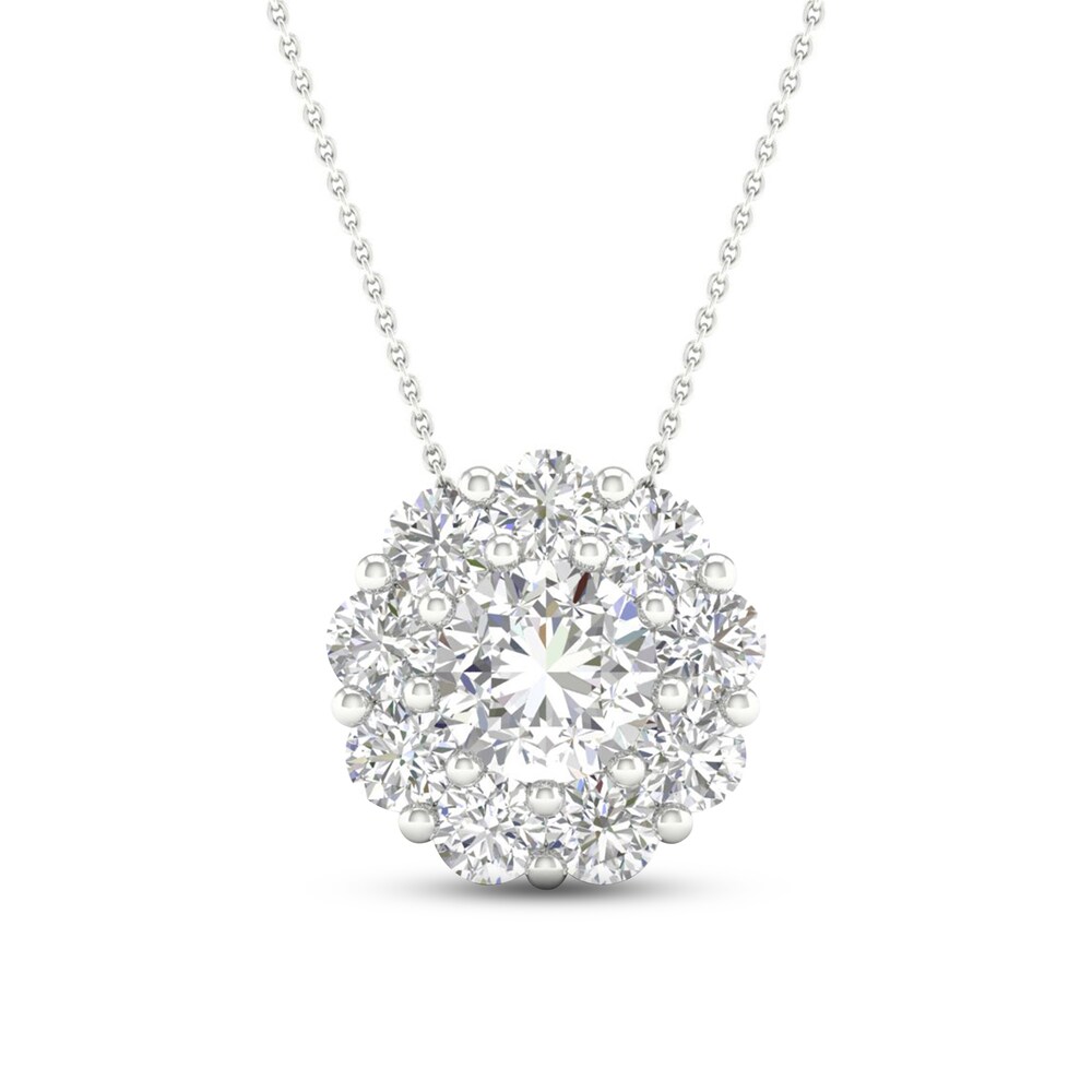 Lab-Created Diamond Pendant Necklace 2 ct tw Round 14K White Gold 9KtyT2GS