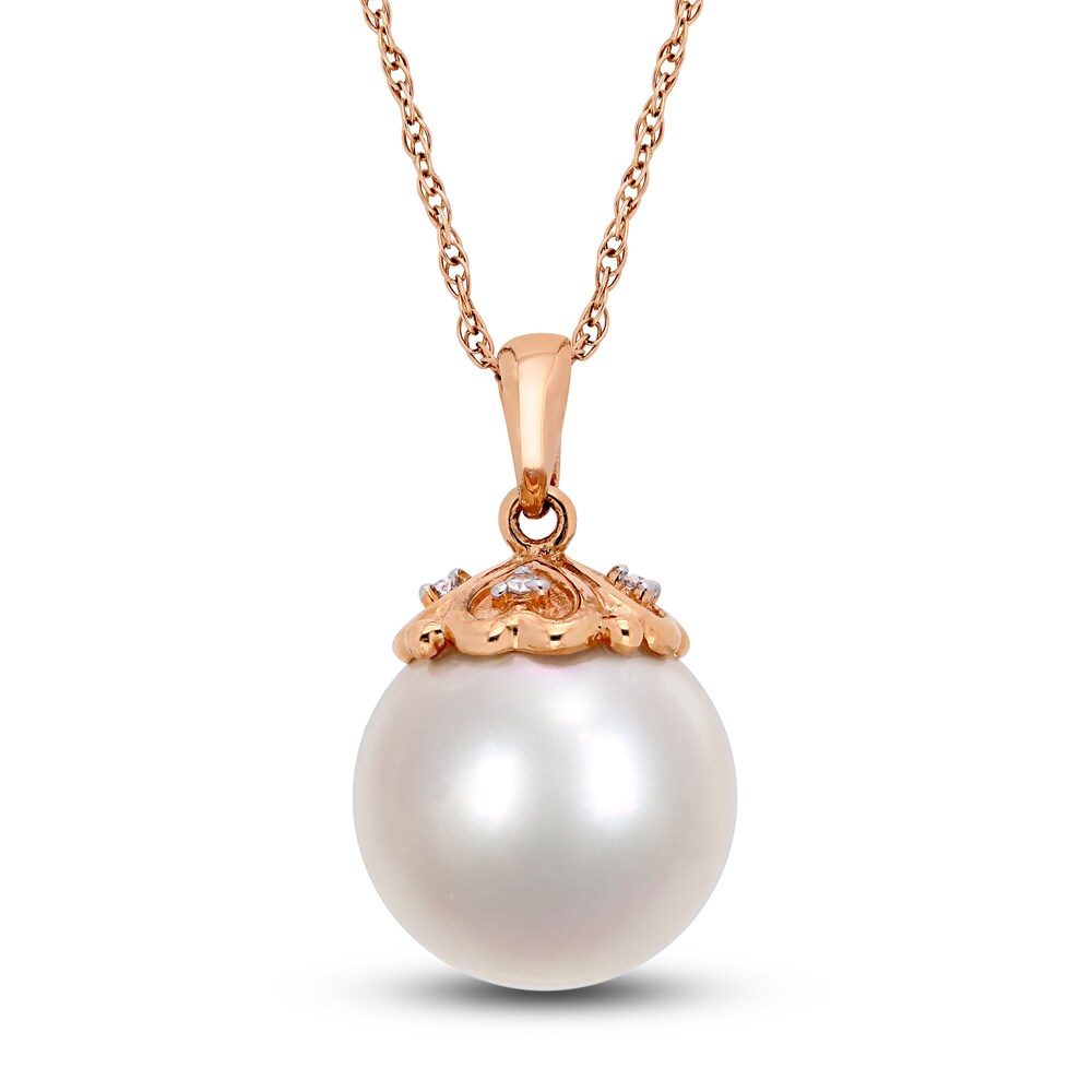 Cultured Freshwater Pearl Necklace Diamond Accent 10K Rose Gold 9P1gZ1g2