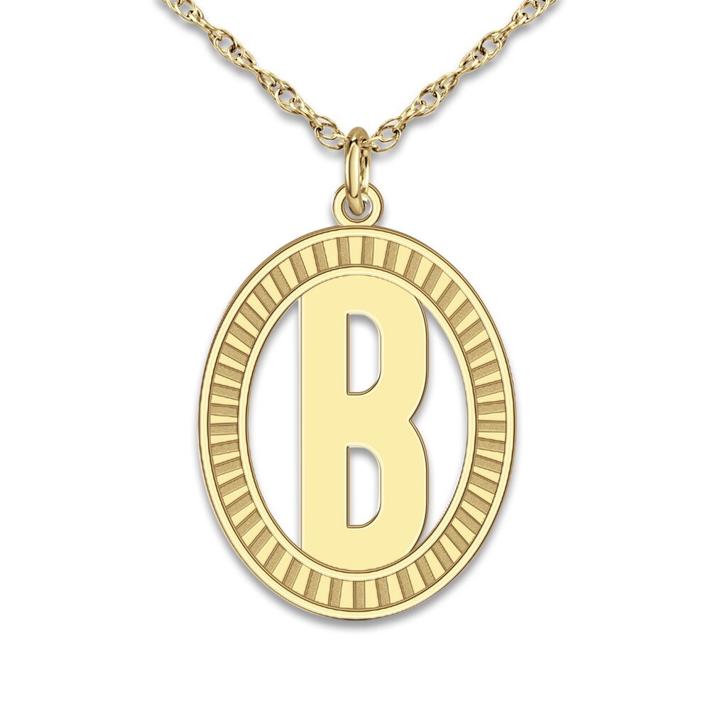 Initial Pendant Necklace 14K Yellow Gold 18" 9RZAfIXk