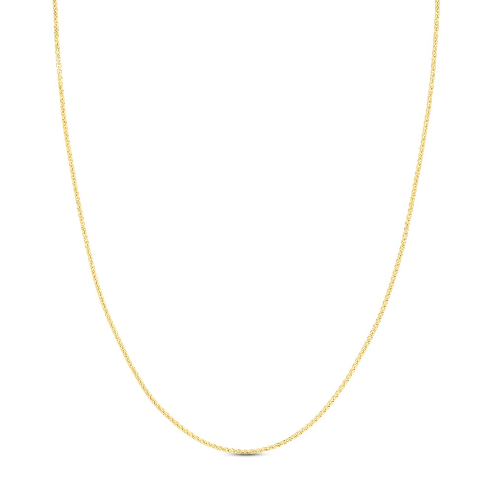 Round Box Chain Necklace 14K Yellow Gold 20\" 9dUEZd6O