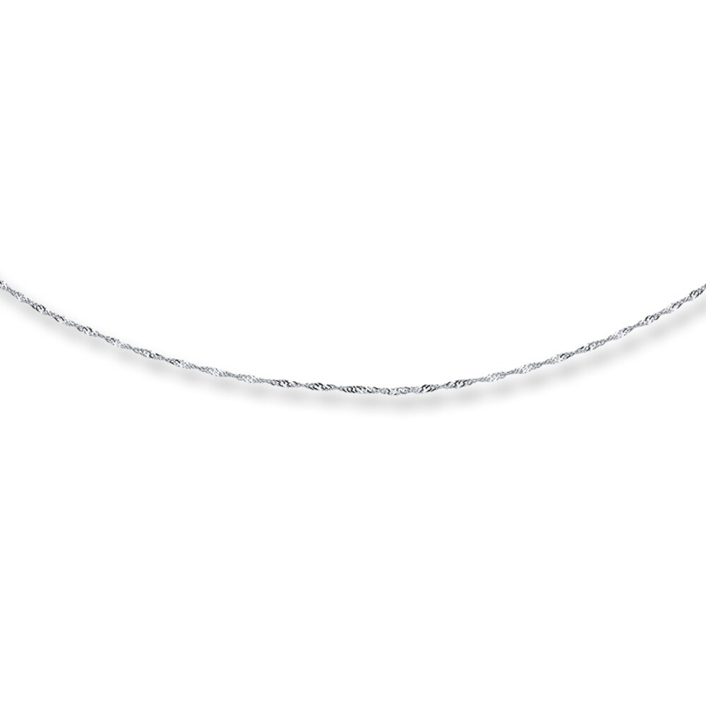 Singapore Chain Necklace 10K White Gold 16"-20" Adjustable 9fDxdCYb