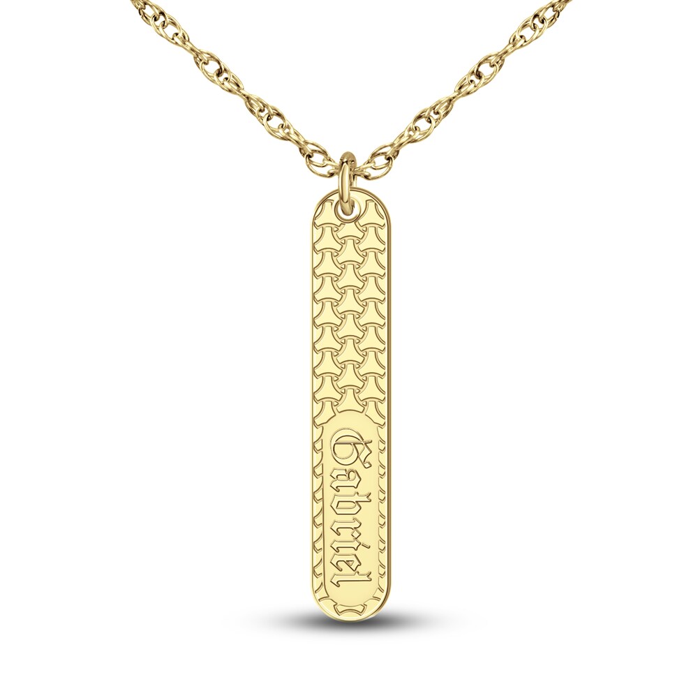 Engravable Bar Pendant Necklace 10K Yellow Gold-Plated Sterling Silver 18" 9fvP2c5r