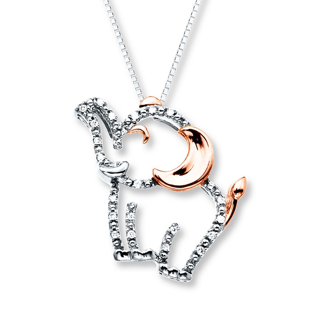 Elephant Necklace 1/20 ct tw Diamonds Sterling Silver/10K Gold 9fvzyBlu