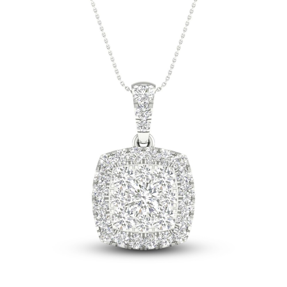 Lab-Created Diamond Pendant Necklace 1-1/2 ct tw Round 14K White Gold 9gZECmaa