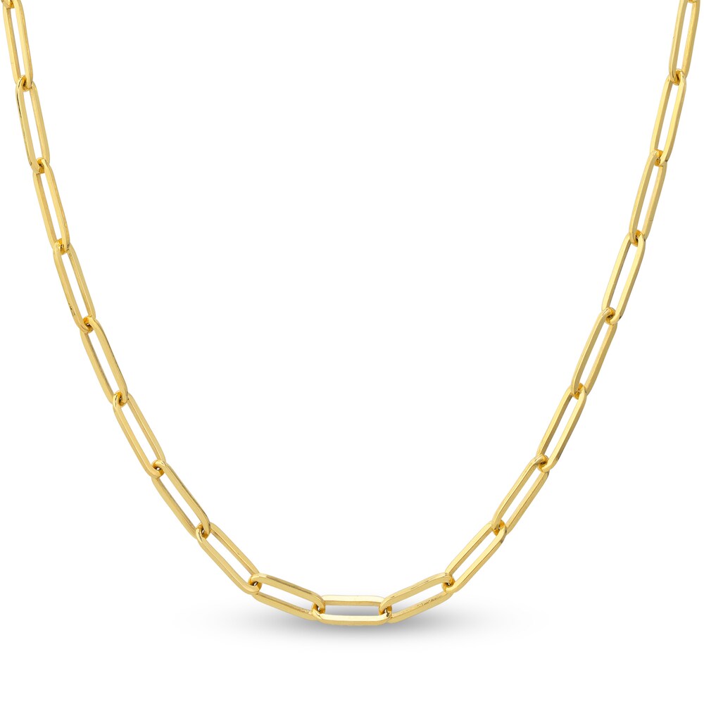 Paper Clip Chain Necklace 14K Yellow Gold 24\" 9h1O2ygm
