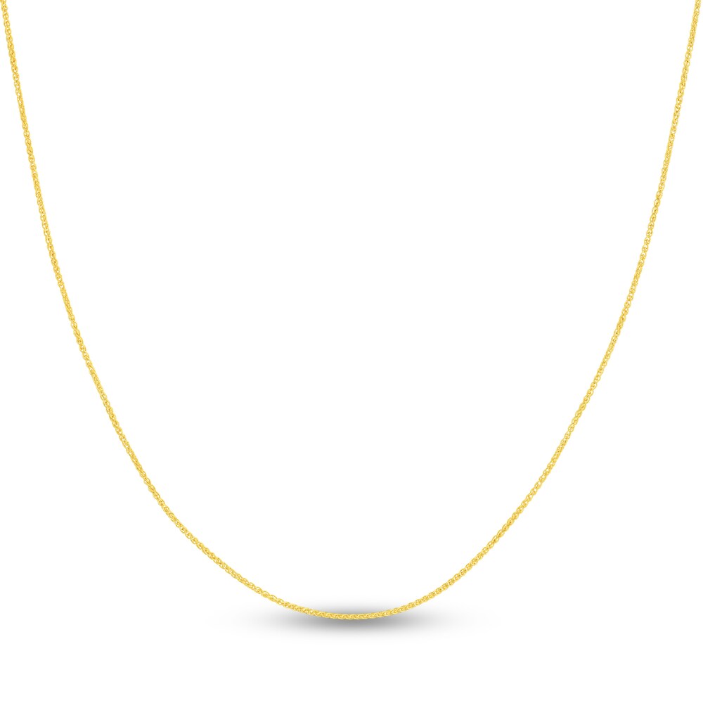 Round Wheat Chain Necklace 14K Yellow Gold 18\" 9m9q3nNs
